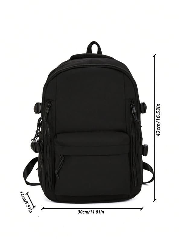 Lättviktsryggsäck i nylon med laptopfack och bagagerem Black
