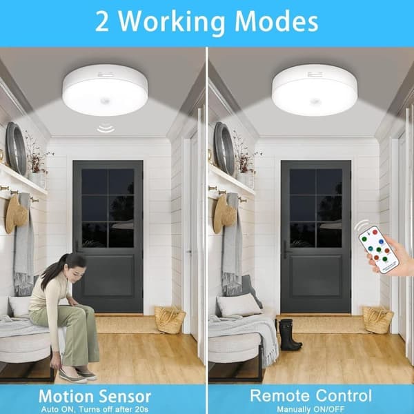 Rechargeable LED Wall and Ceiling Light – Motion Sensor Battery Powered Lamp for Wardrobe, Staircase, and Hallway