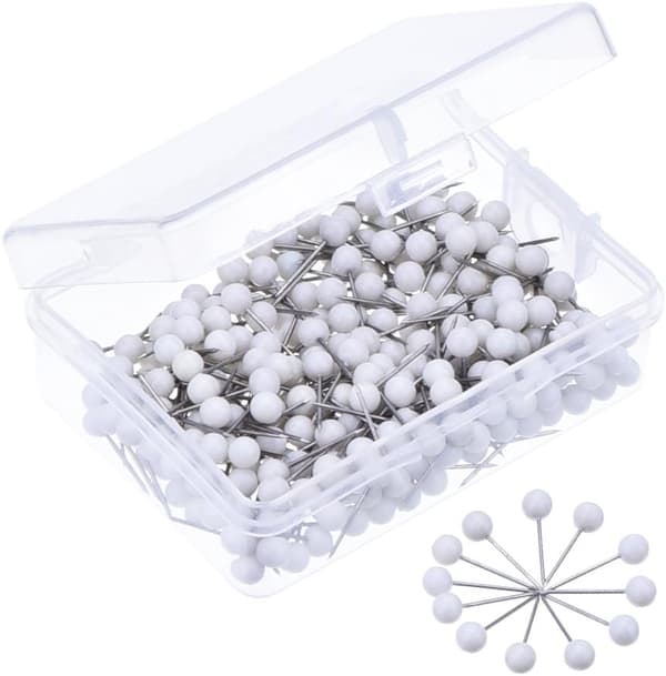 Outus 1/8 Inch Round Head Map Tacks Push Pins, 300 Pieces, White
