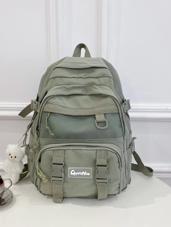 Tegneserie Multi-rum Polyester Rygsæk med Tyverisikring Green