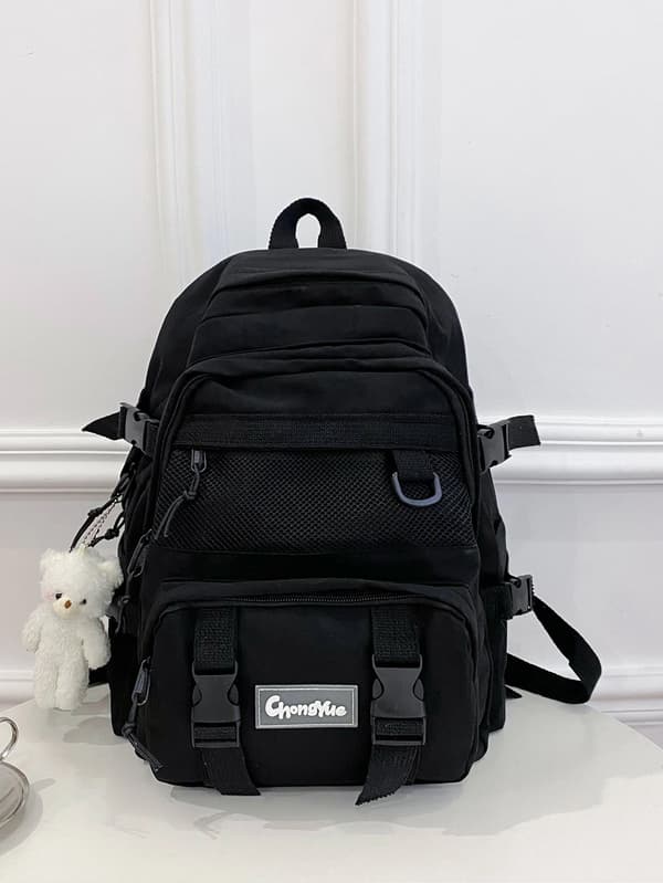 Tegneserie Multi-rum Polyester Rygsæk med Tyverisikring Black