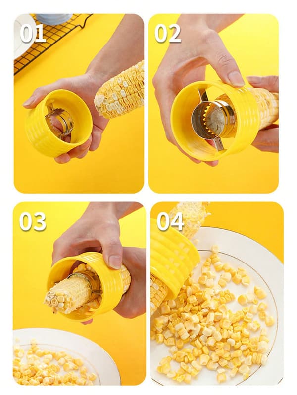 Majskolvsskalare i rostfritt stål 1pc Yellow