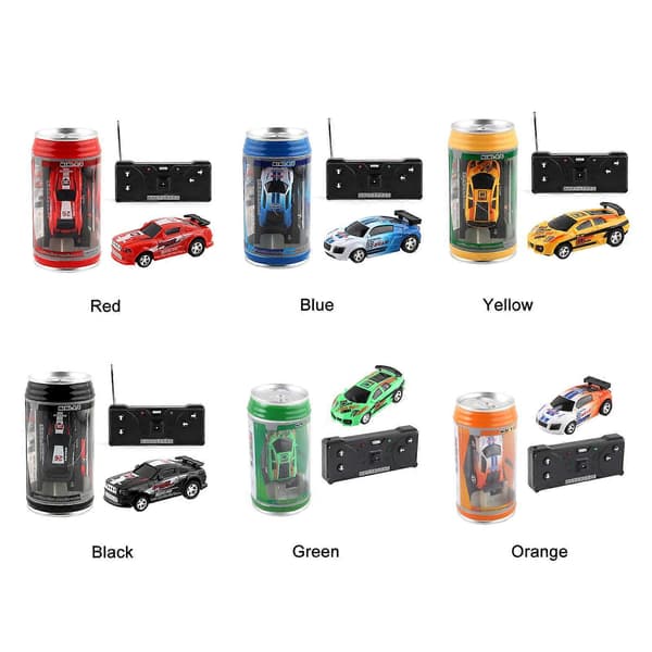 1:45 Mini Fjernstyret Bil Sæt i Dåse - Kræver 2 AA-batterier (eksklusive), LED-lys Blå Blue