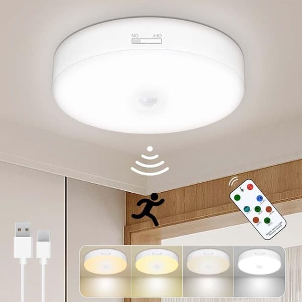 Rechargeable LED Wall and Ceiling Light – Motion Sensor Battery Powered Lamp for Wardrobe, Staircase, and Hallway
