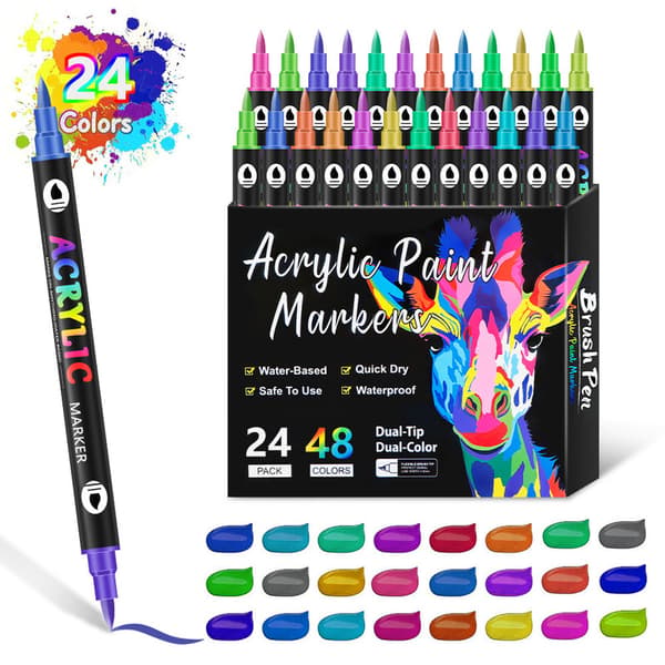 Acrylic Paint Pens, Permanent Acrylic Paint Pens with Fine Tip and Brush Tip