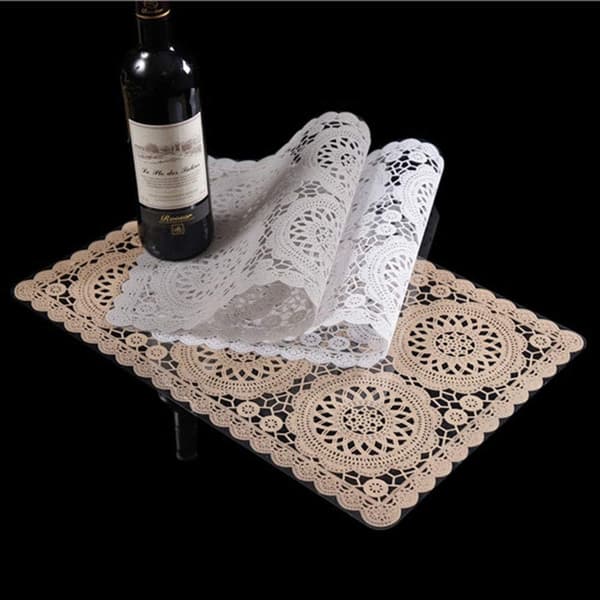 Waterproof Plastic Placemats for Dining Table, Orange, Wipeable, Washable, Vinyl PVC, Coffee Table Mats for Kitchen Dd-orang