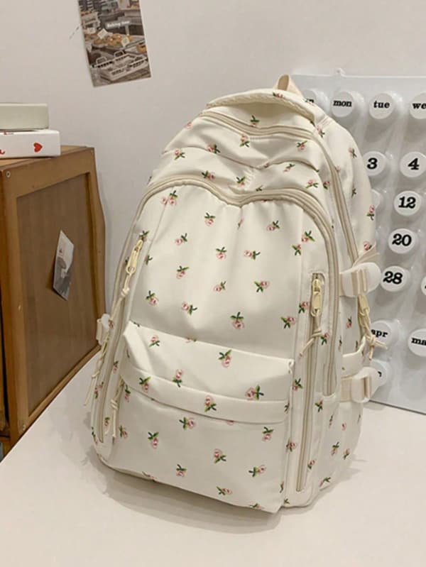 Skolryggsäck i nylon med stor kapacitet för studenter och daglig pendling Black