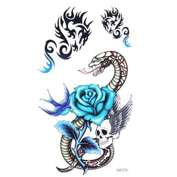 1st Temporär tattoo blå ros