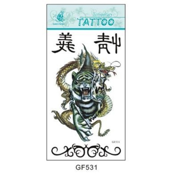 2st Temporär tattoo Dragon och tiger