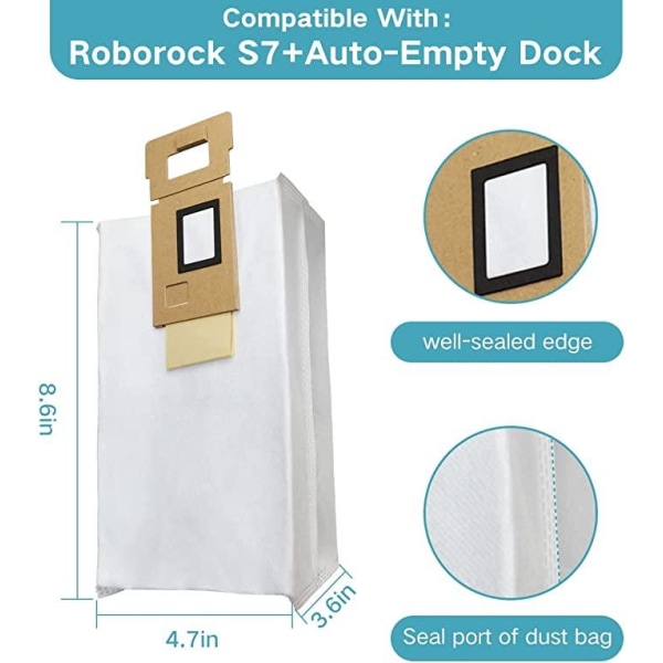 6 st Dammpåsar Xiaomi Roborock S7 Auto-Empty Dock (US-version) Vit