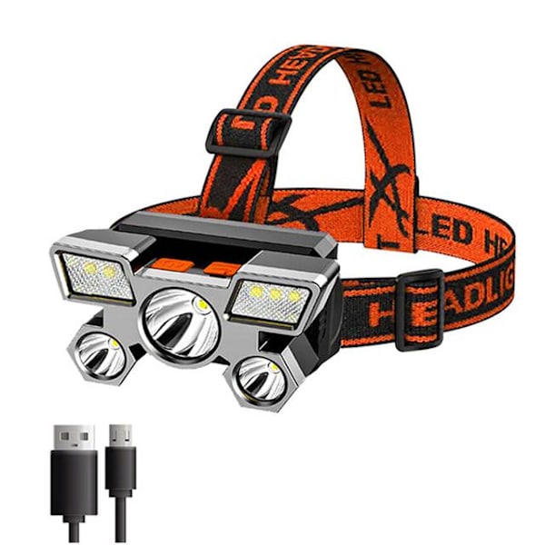 5-LED-hodelykt USB oppladbar B5 Black