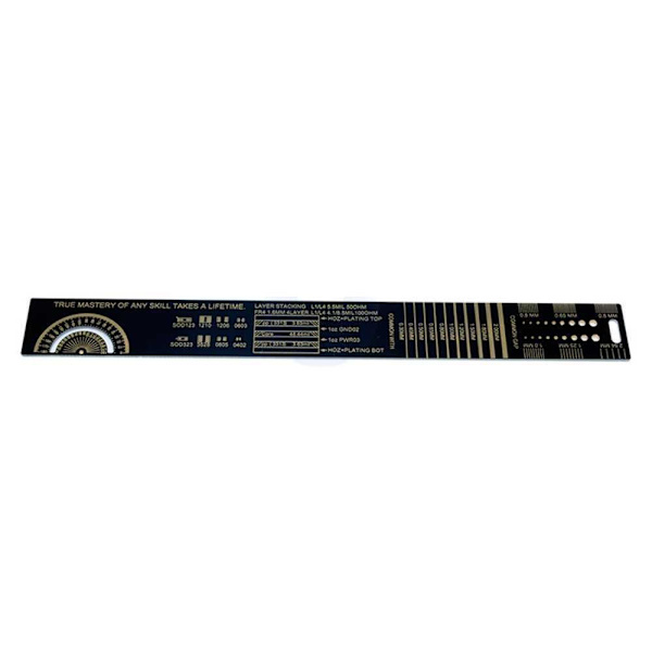 25 cm PCB / Mønsterkort Linjal / Linjal Black