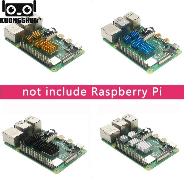 4 jäähdytysrivaa Alumiininen Raspberry Pi 4 Model B Gold Yellow