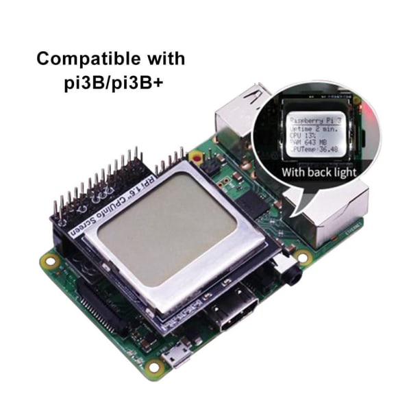 CPU Info 1,6 tommer 84x48 Skærmmodul Baggrundsbelysning Raspberry Pi Black