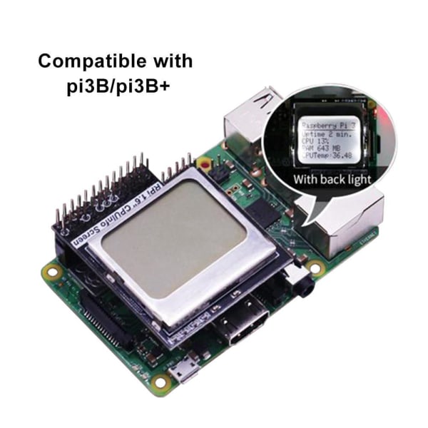 CPU Info 1,6 tommer 84x48 Skjermmodul Bakgrunnsbelysning Raspberry Pi Black