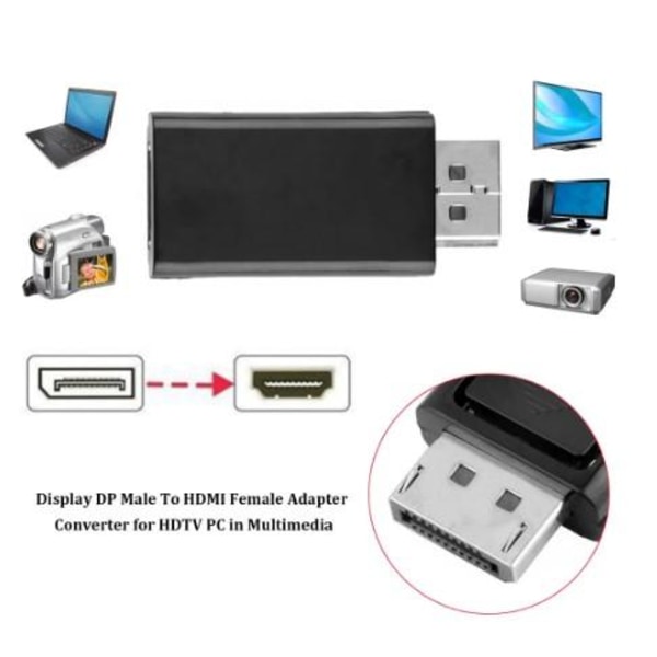 Adapter Displayport til HDMI Black one size