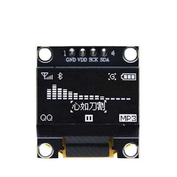 Vit OLED Skärm / Displaymodul 0.96" 4 pins 128X64 Svart