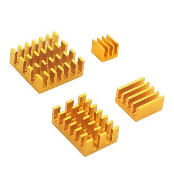 4 kjøleribber Aluminium Raspberry Pi 4 Model B Gold Yellow