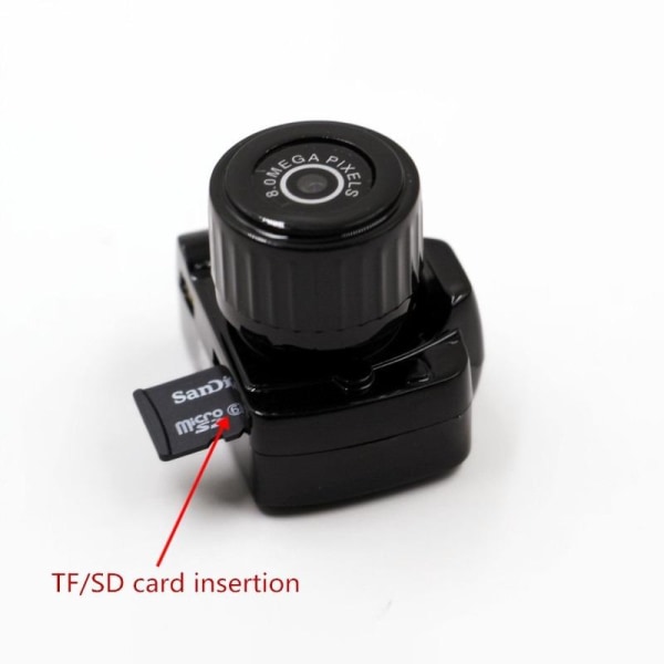 Y2000 minikamera bærbart digitalkamera videokamera 1080P Black