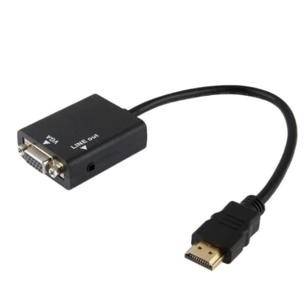 HDMI till VGA + AUX 3.5 Adapterkabel Svart one size