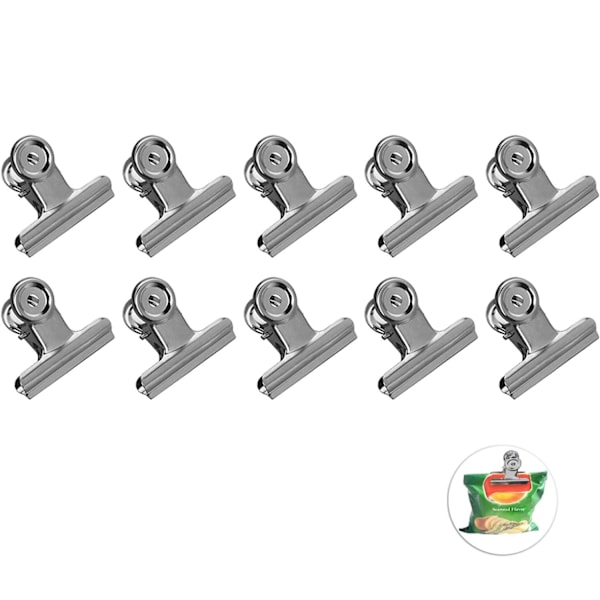 10-Pack Bulldog Klämmor i Aluminium Silver M