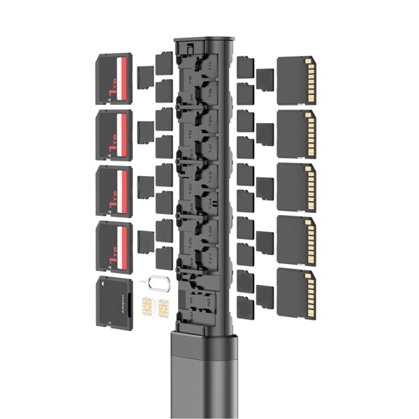 budi Multi-Funktionell Förvaringslösning SD x10, TF x27, Nano x2 Svart