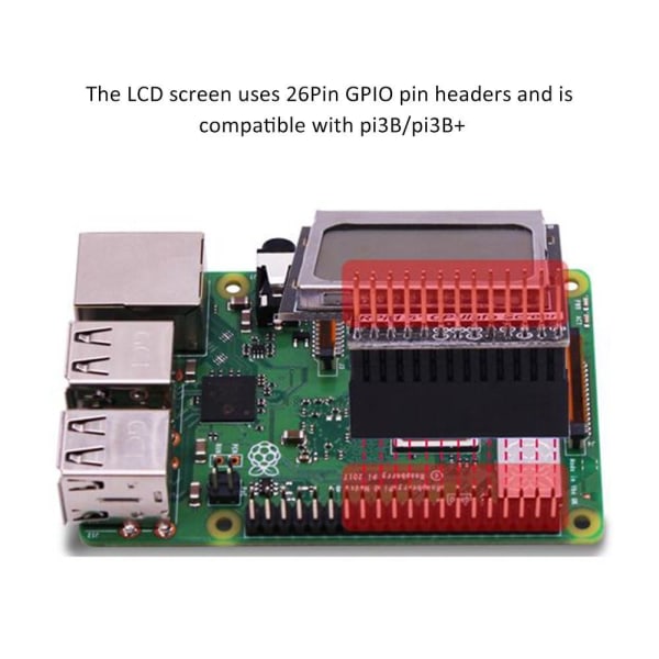 CPU Info 1,6 tommer 84x48 Skjermmodul Bakgrunnsbelysning Raspberry Pi Black