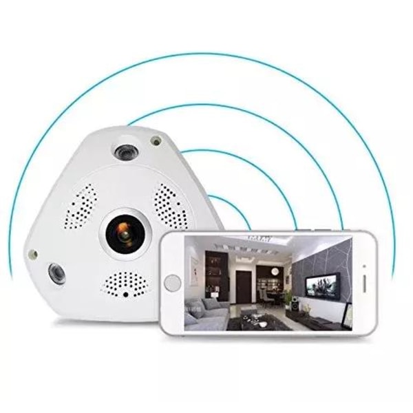 WiFi Panorama kamera / Overvågningskamera med Fisheye optik White