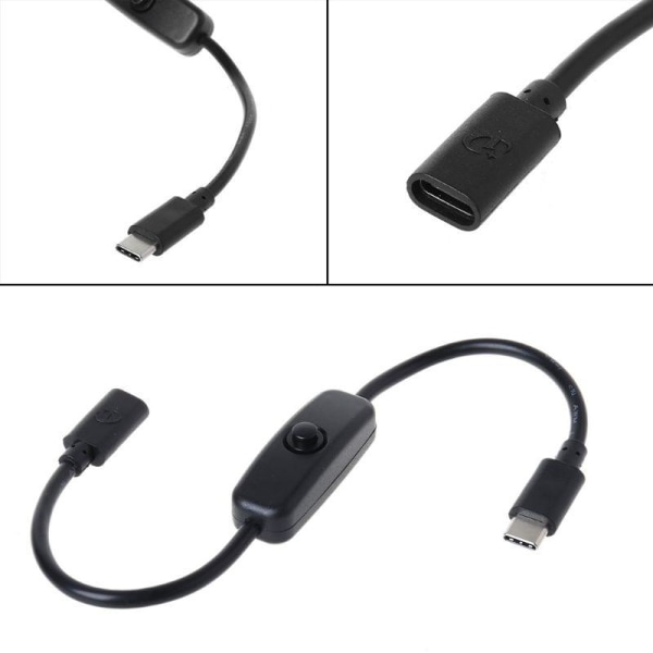 Kaapeli on-off-toiminnolla Tyyppi USB C Uros-naaras C Black one size