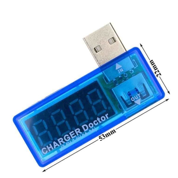 Lader Doctor B73 Digital USB Strøm Volt Tester Blue
