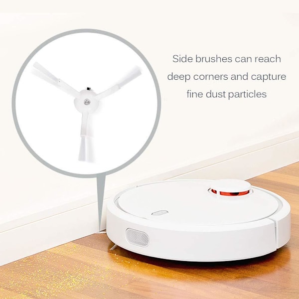 2 kpl Sivuharjat Xiaomi Roborock C10 E20 S50 S51 Mijia White