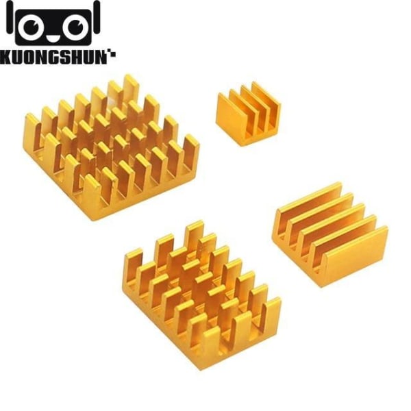 4 kjøleribber Aluminium Raspberry Pi 4 Model B Gold Yellow