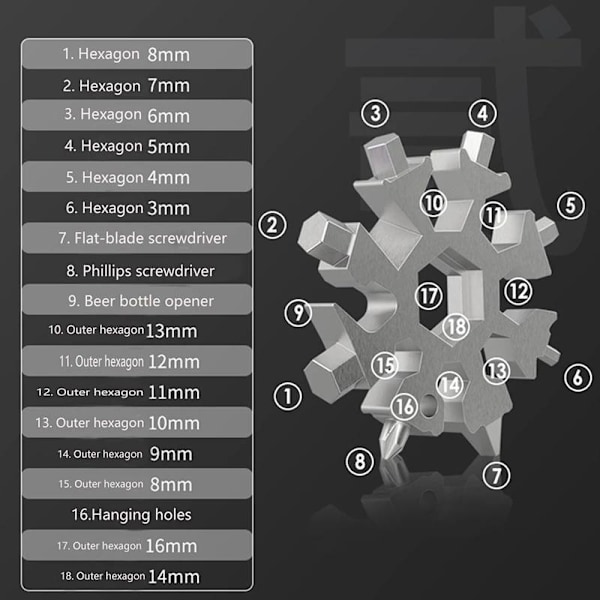 Monitoimityökalu 18 toiminnolla Snowflake Silver