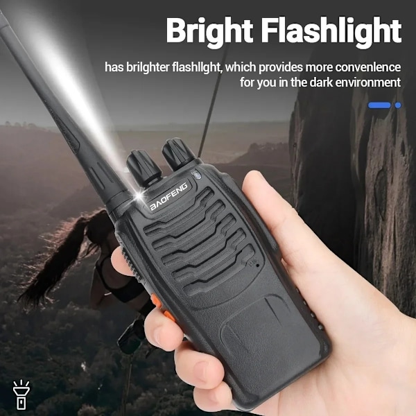 Bao Feng 888 S UHF Tovejsradio / Walkie Talkie Indbygget LED Black