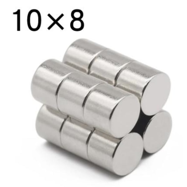 5 stk 10 x 8 mm Neodymium magneter NdFe Silver