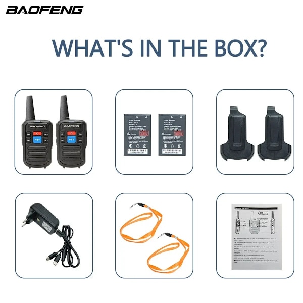 2-Pack BaoFeng BF-C50 Lättvikts Tvåvägsradio / Walkie Talkie Svart