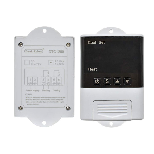 Intelligent Termostat DTC1200 110V 220V Temperaturkontroll LED Vit