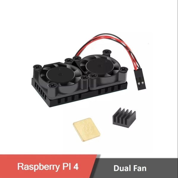 Dobbel vifte med varmeskjold + kjøleribber for Raspberry Pi 3/3B+4B Black one size