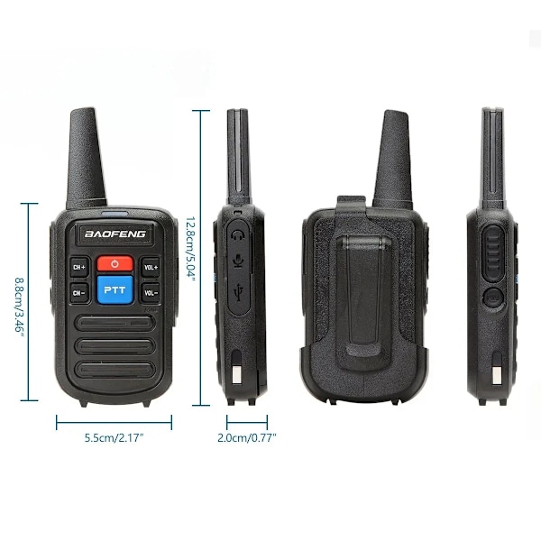 2-Pack BaoFeng BF-C50 Lättvikts Tvåvägsradio / Walkie Talkie Svart