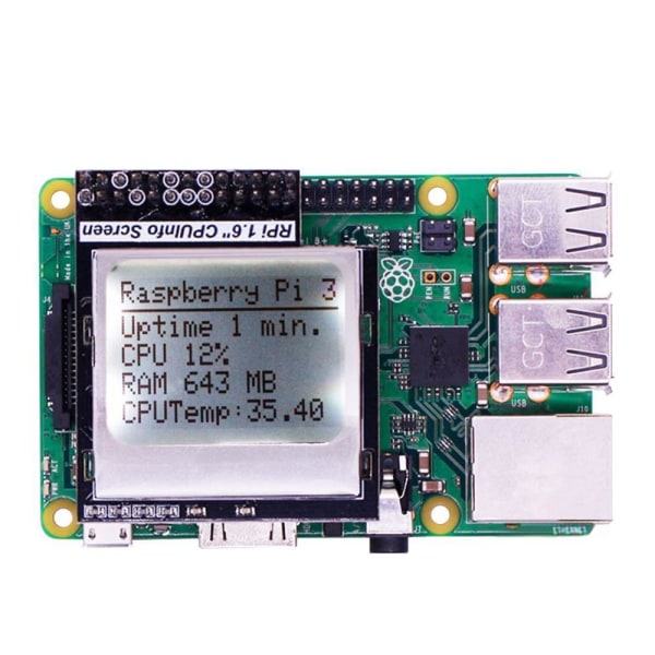 CPU Info 1,6 tommer 84x48 Skjermmodul Bakgrunnsbelysning Raspberry Pi Black