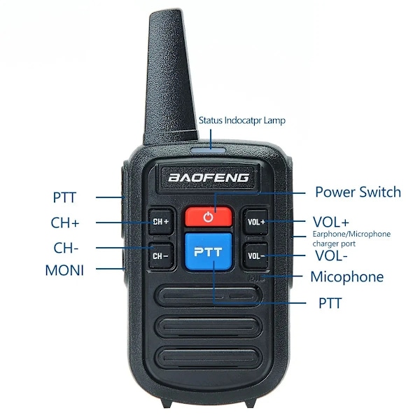 2-Pack BaoFeng BF-C50 Lättvikts Tvåvägsradio / Walkie Talkie Svart