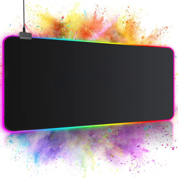 GMS-X5 RGB Gaming Mousepad med LED lys i 7 farver Black