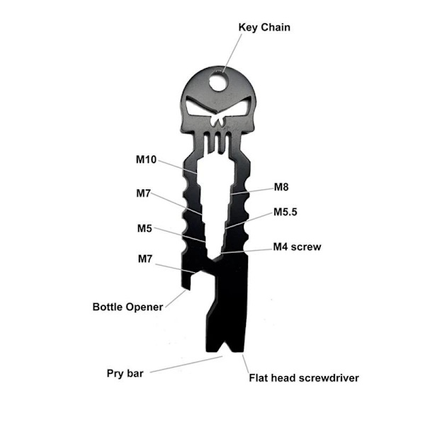 Multifunktionsverktyg Döskalle  Svart Svart