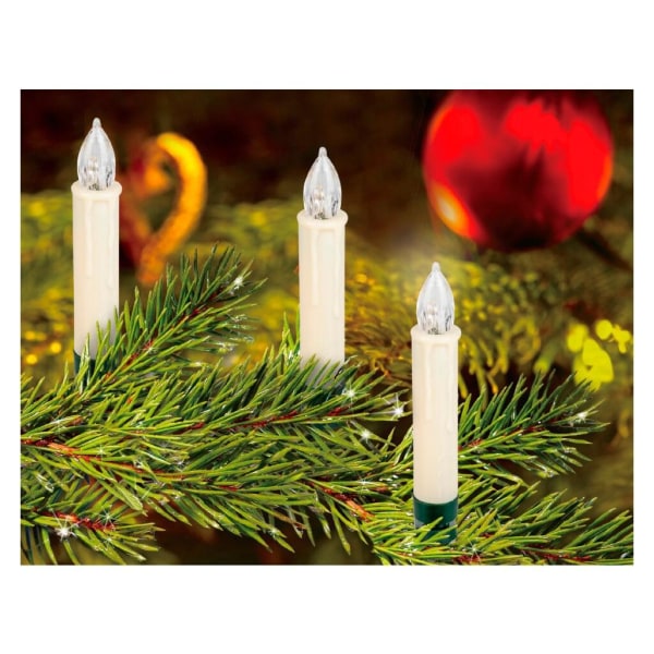 Juletrebelysning LED, 10 lys med fjernkontroll White one size