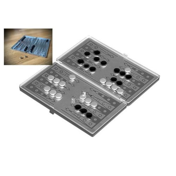 Magnetisk backgammon / rejsebackgammon i lommeformatspil Silver