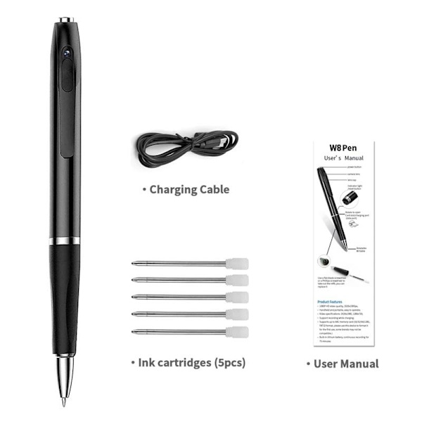 Spionpenna med Dold Kamera 1080p Black