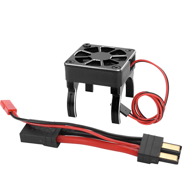 540/550 Motor Køleventilator Radiator med Stikkabel Passer til Traxxas RC Bilmodel Sort