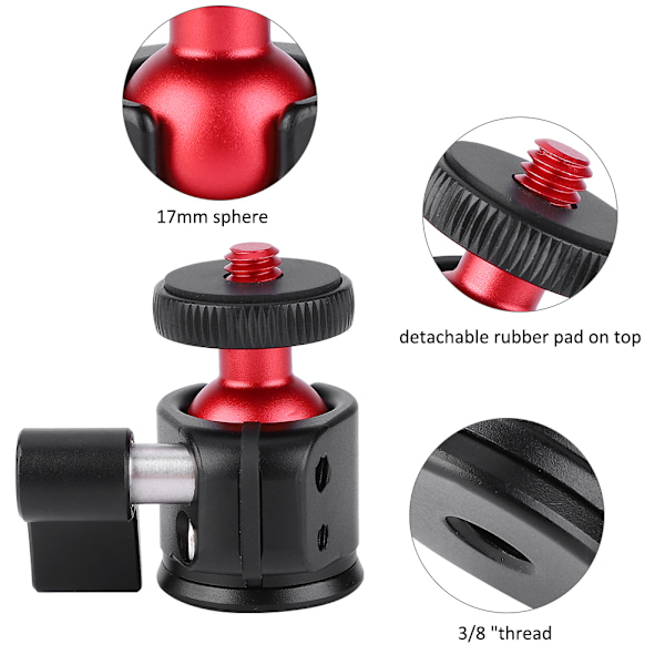 VBESTLIFE Metall 360 Graders Vridbar Mini Kulled 1/4\" Skruvfäste för DSLR Kamera Fyllnadsljus