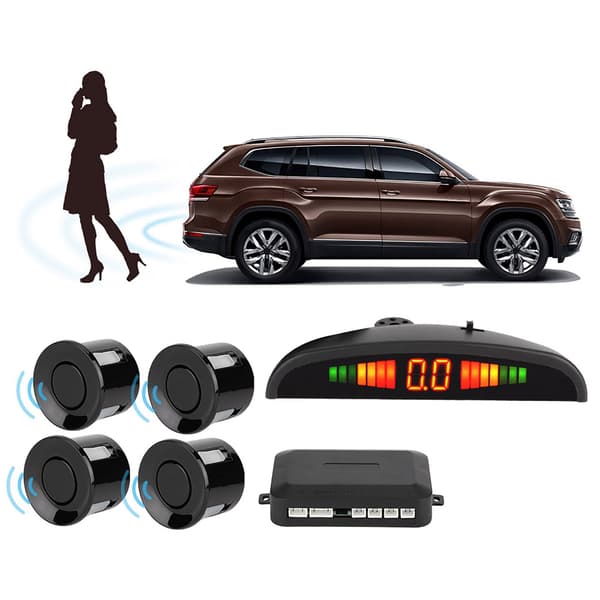 4 Parkeringssensorer Buzzer Bil Baklæns Backup Bagradar LED System Lydalarm Universal