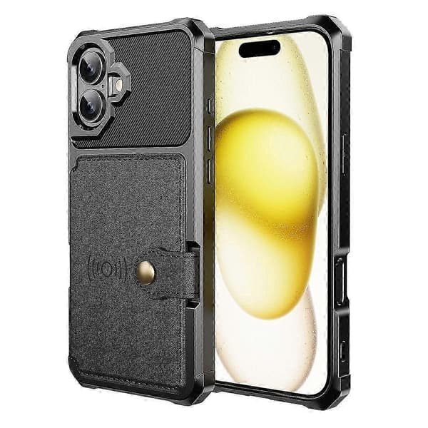 Til iPhone 17 Etui med kortholder PU Læder + TPU Telefon Bagcover